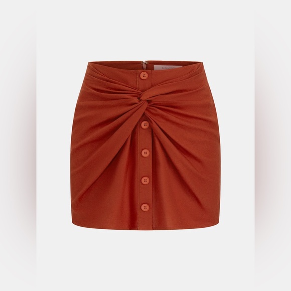 COMMENSE Linen Blend Knot Front Shirt and Mini Skirt Set - Picture 5 of 5